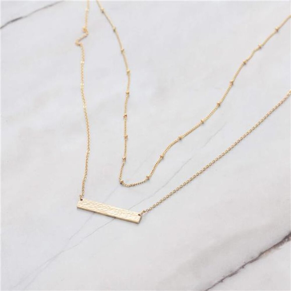 Layered Heart Necklace Pendant Handmade 18k Gold Plated Dainty Gold